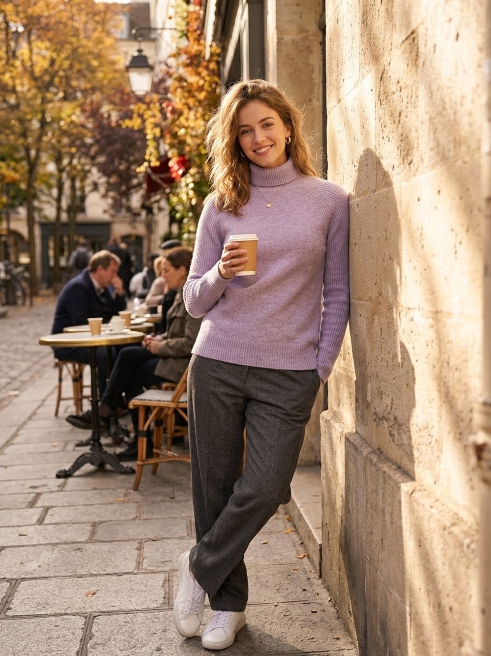 LINY XIN 100% Superfine Merino Wool Turtleneck Sweater Light Purple Lilac XS